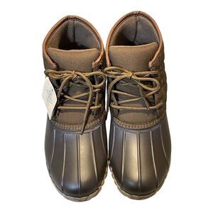 St. John's Bay Womens Denton Rain Boots Size 10M Brown Tan Quilted Duck Snow NWT